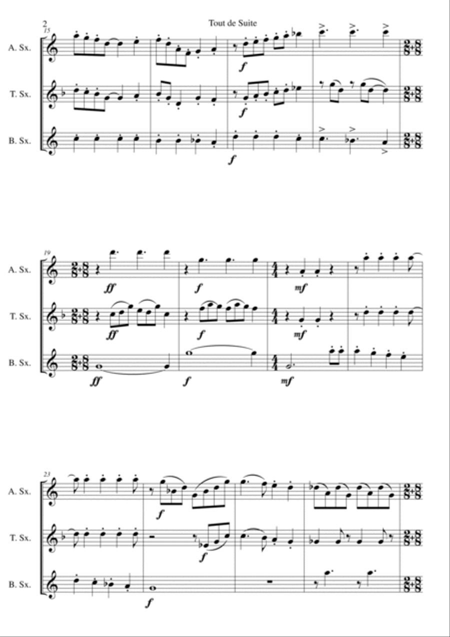 Tout de Suite (or Toot Sweet) for saxophone trio Woodwind Trio scores gallery preview page 2
