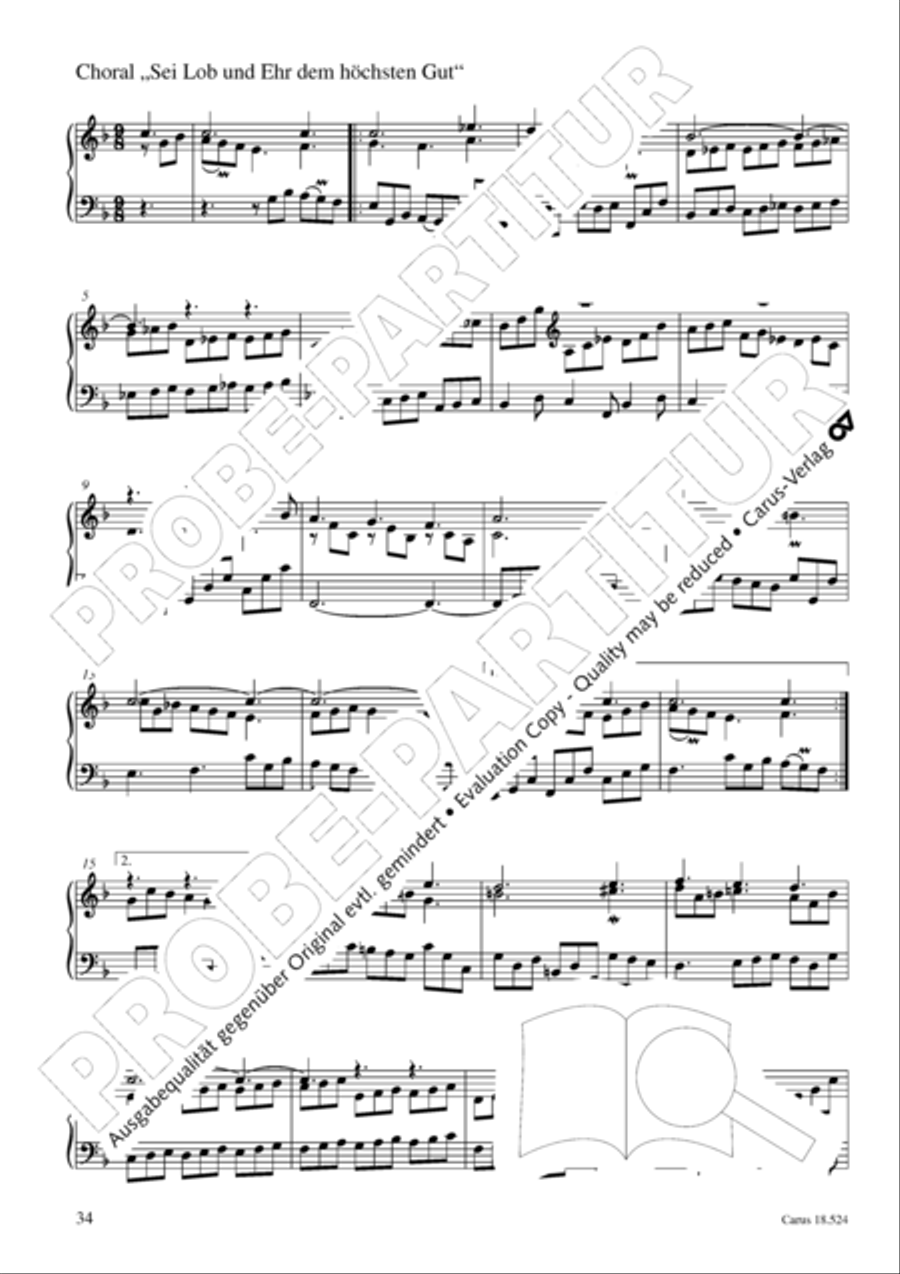 Chorale arrangements. First part of the Clavier-Ubung Collection / Songbook scores gallery preview page 35