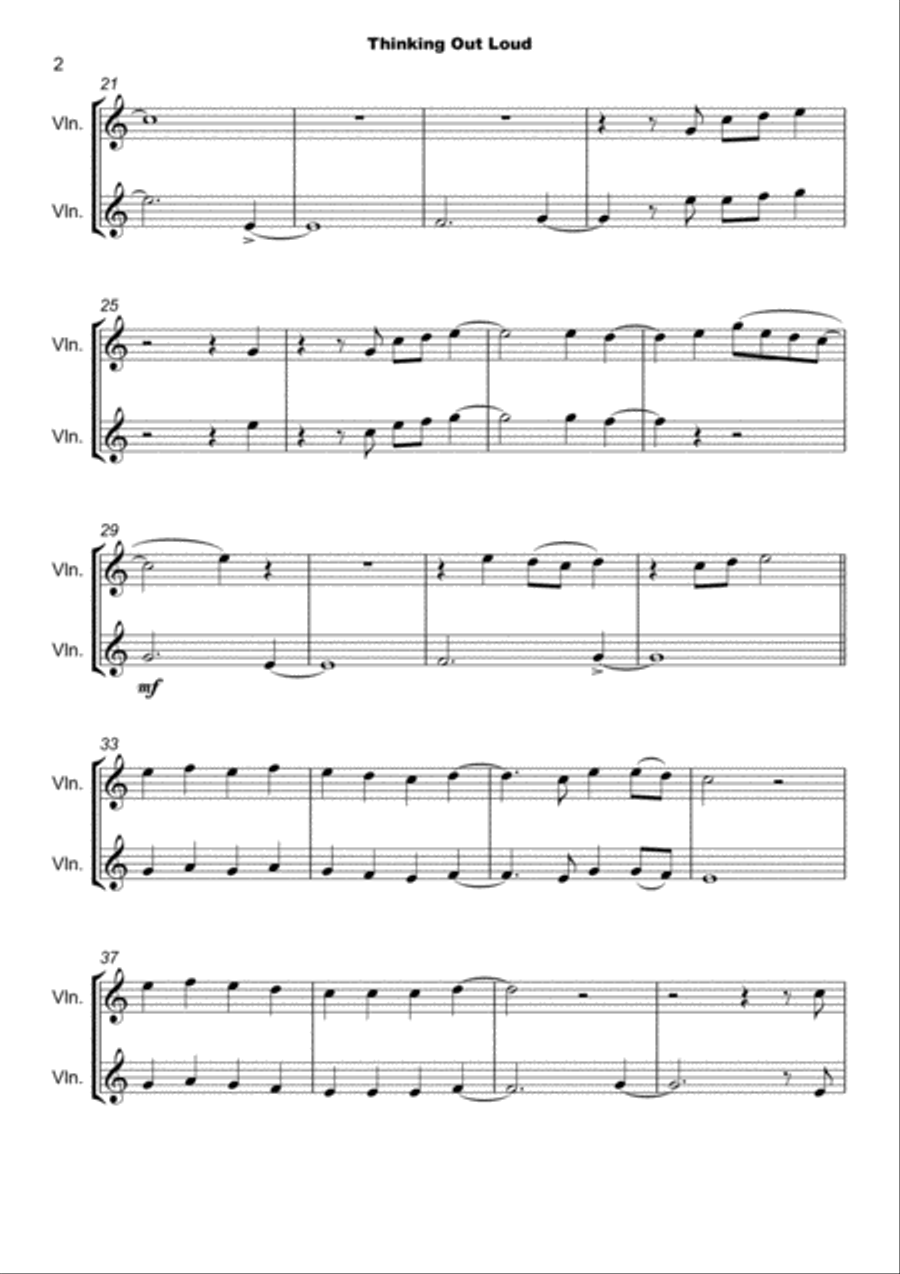 Thinking Out Loud String Duet scores gallery preview page 3