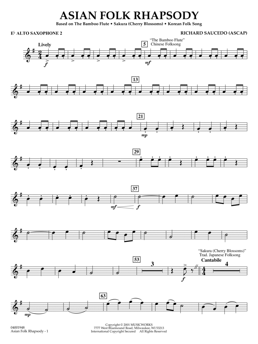 Asian Folk Rhapsody - Eb Alto Saxophone 2 Concert Band scores gallery preview page 1