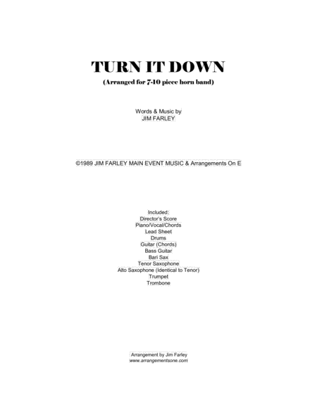 Turn It Down (Arranged for 7-10 piece horn band) image number null