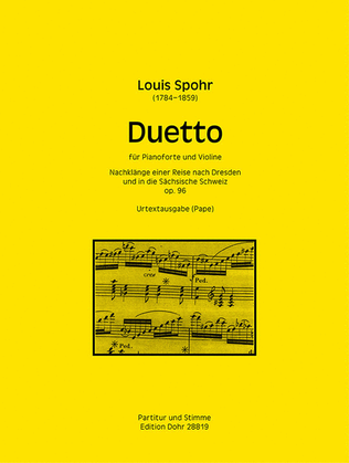 Book cover for Duetto für Violine und Klavier op. 96 "Nachklänge einer Reise nach Dresden und in die Sächsische Schweiz" (Urtextausgabe)