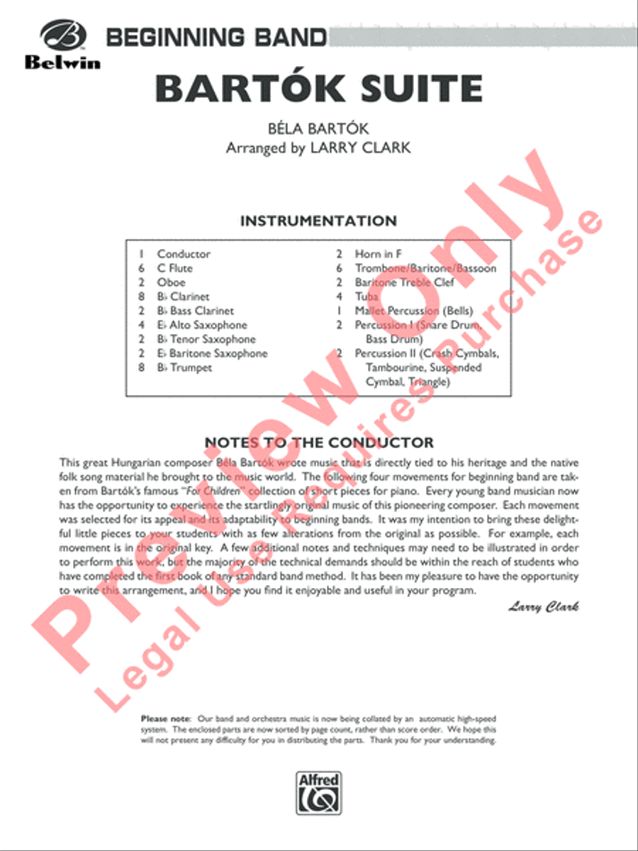 Bartók Suite (from For Children) Concert Band scores gallery preview page 2