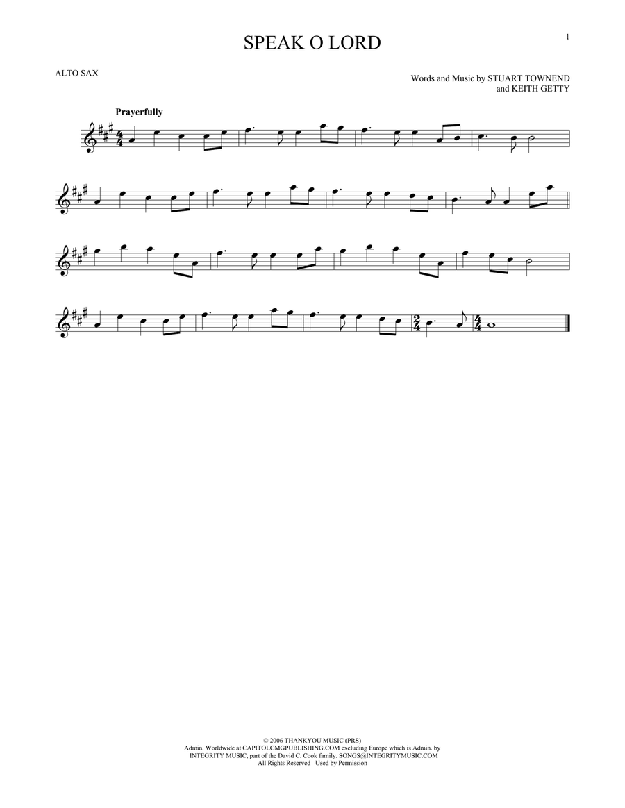 Speak O Lord Alto Saxophone scores gallery preview page 1