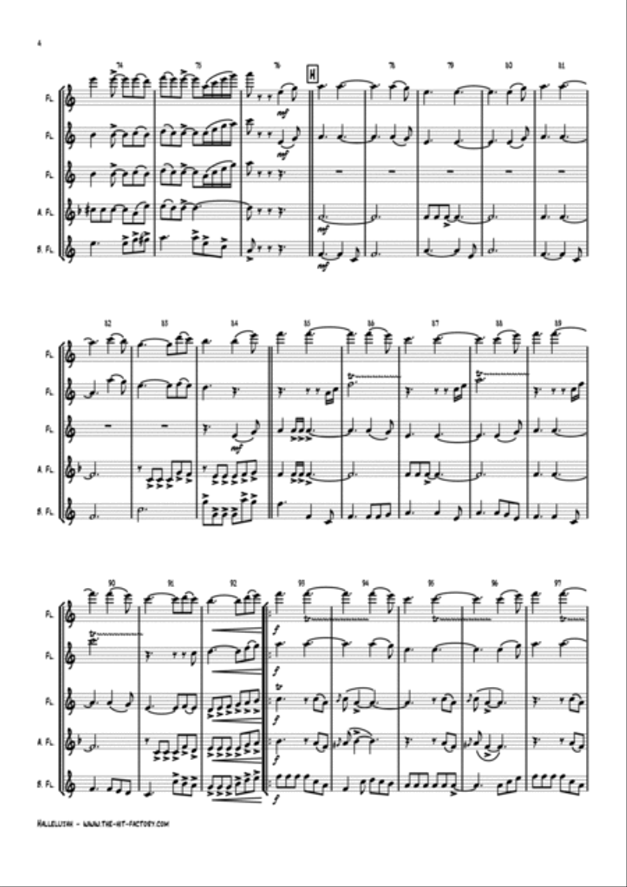 Hallelujah Woodwind Quintet scores gallery preview page 4