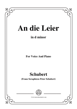 Book cover for Schubert-An die Leier(To My Lyre),Op.56 No.2,in d minor,for Voice&Piano