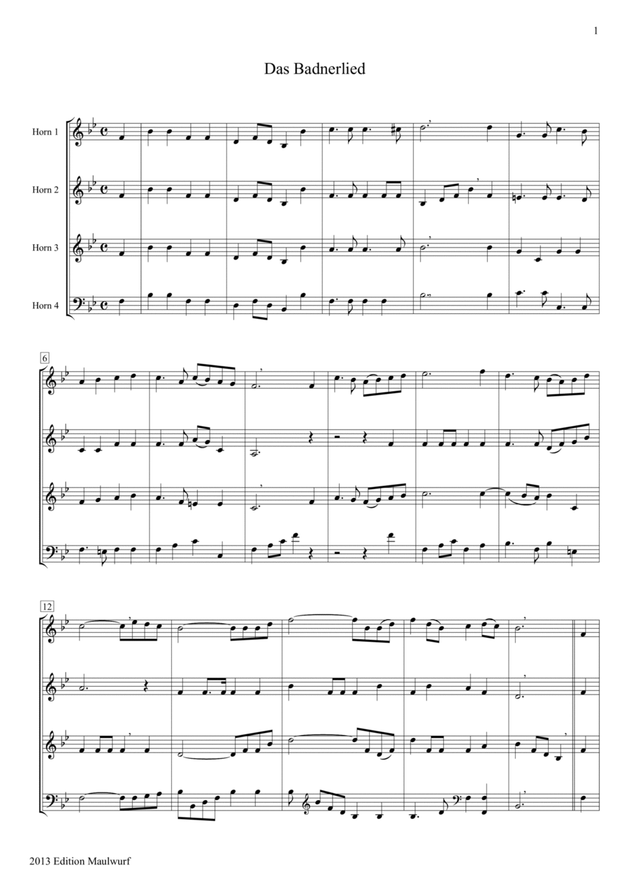 Badnerlied Brass Quartet scores gallery preview page 1