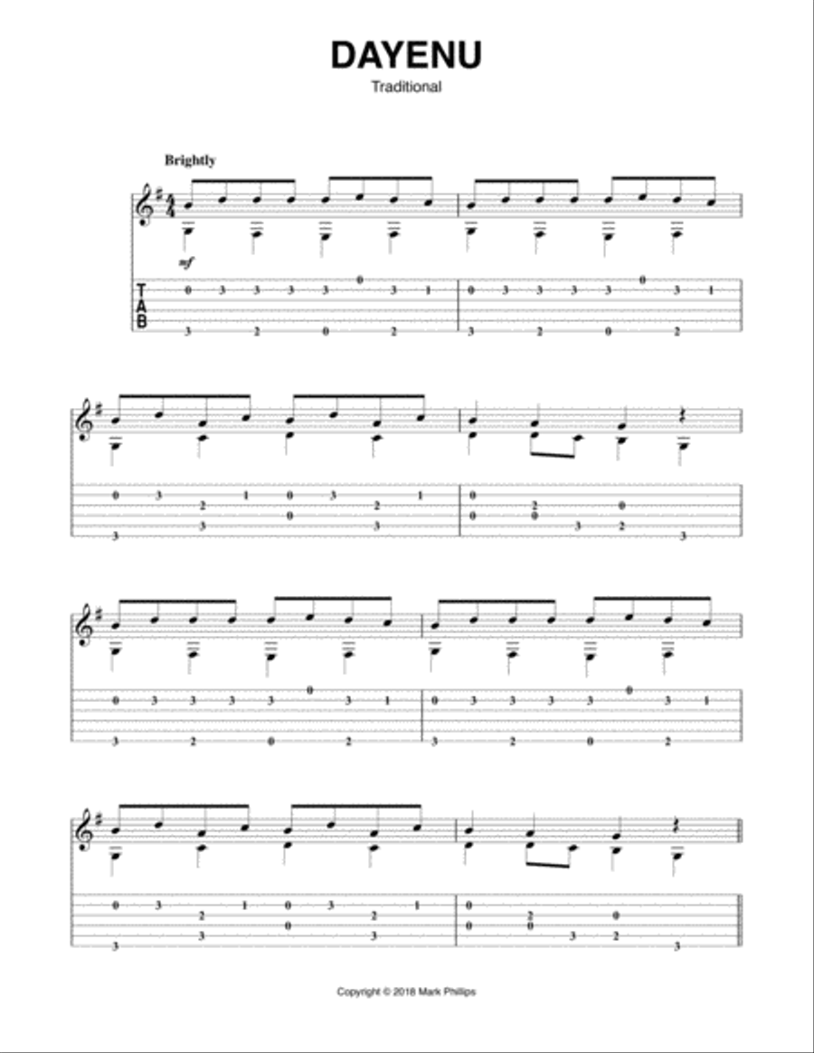 Dayenu Dayenu Acoustic Guitar scores gallery preview page 1