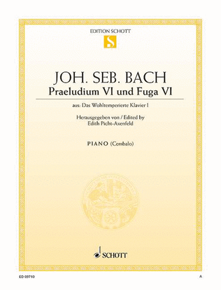Book cover for Prelude VI and Fugue VI D minor, BWV 851