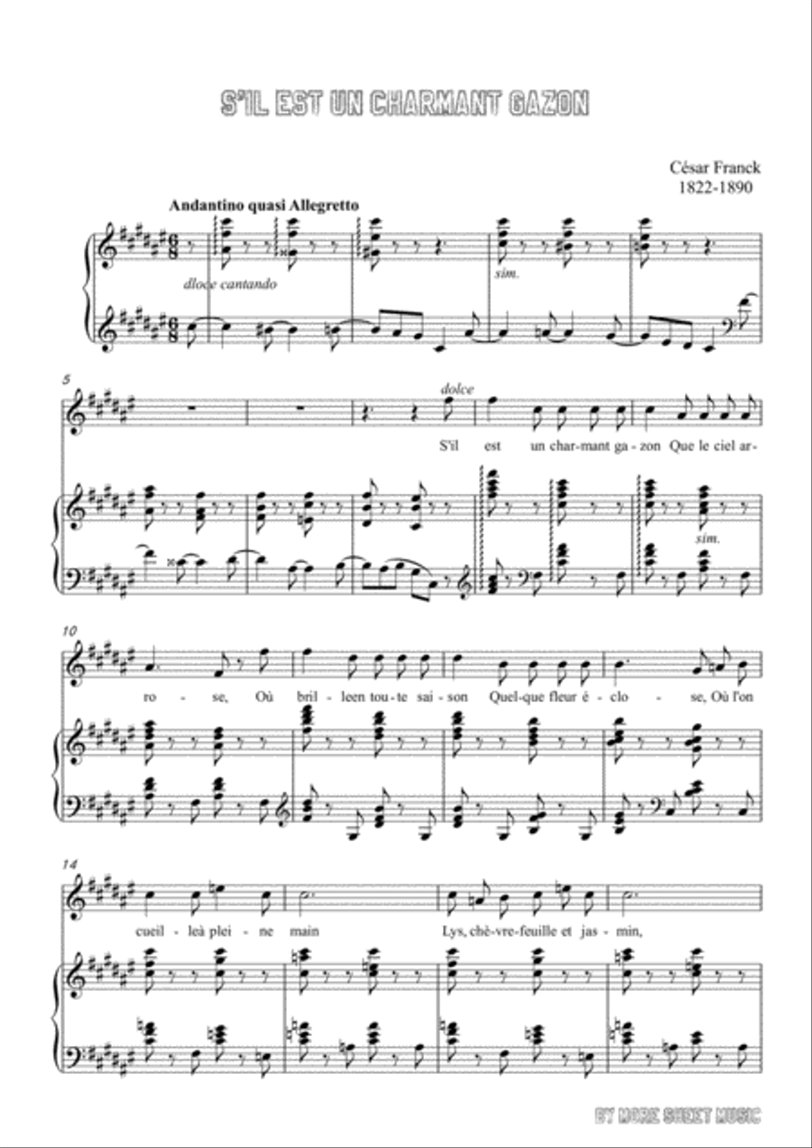 Franck-S'il est un charmant gazon in F sharp Major,for voice and piano Voice Solo scores gallery preview page 3