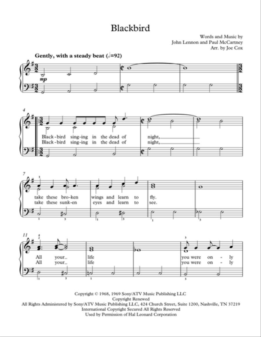 Blackbird Blackbird Voice scores gallery preview page 1