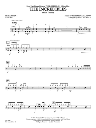 Book cover for The Incredibles (Main Theme) (arr. Paul Murtha) - Percussion 1