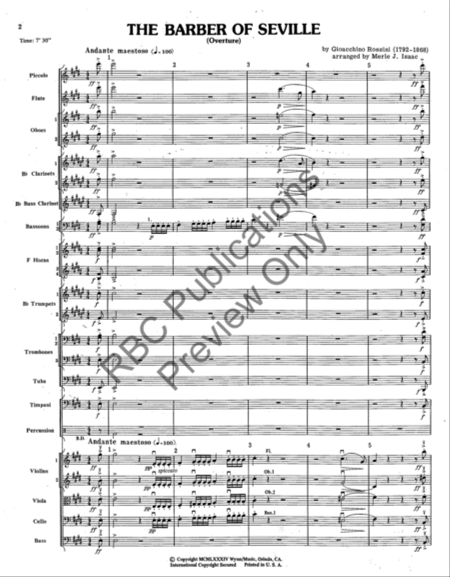 Overture From The Barber Of Seville (Score) Full Orchestra scores gallery preview page 5