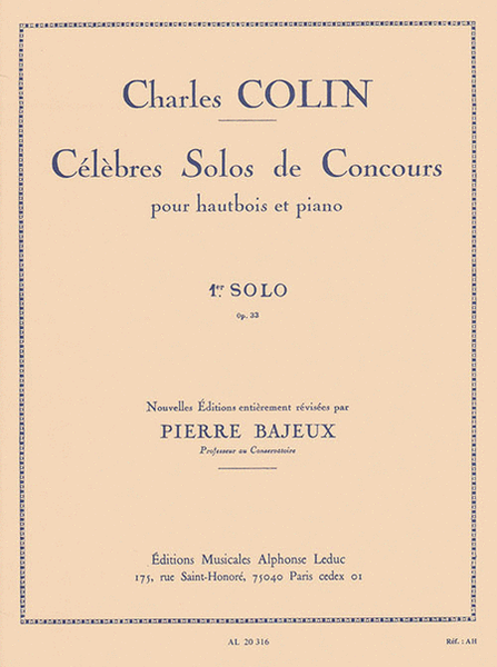 Celebres Solos de Concours - 1st Solo, No. 33 Piano Accompaniment - Sheet Music