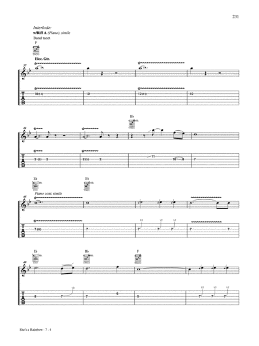 She's a Rainbow She's a Rainbow Guitar Tablature scores gallery preview page 4