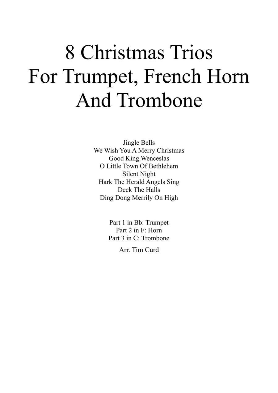 8 Christmas Trios for Trumpet, French Horn And Trombone Brass Trio scores gallery preview page 1