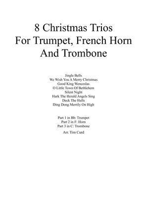 Book cover for 8 Christmas Trios for Trumpet, French Horn And Trombone