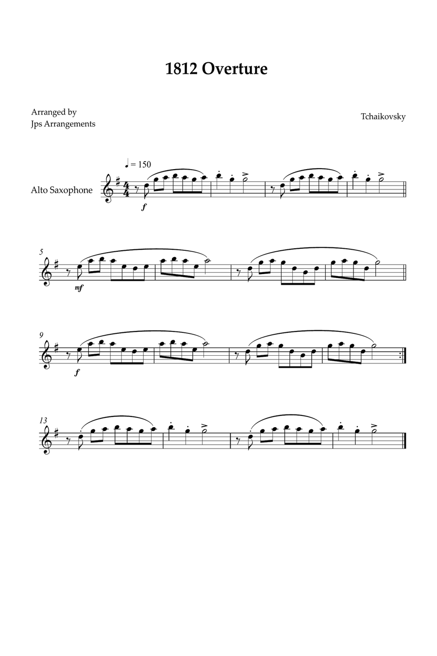 1812 Overture for Alto sax Alto Saxophone scores gallery preview page 1