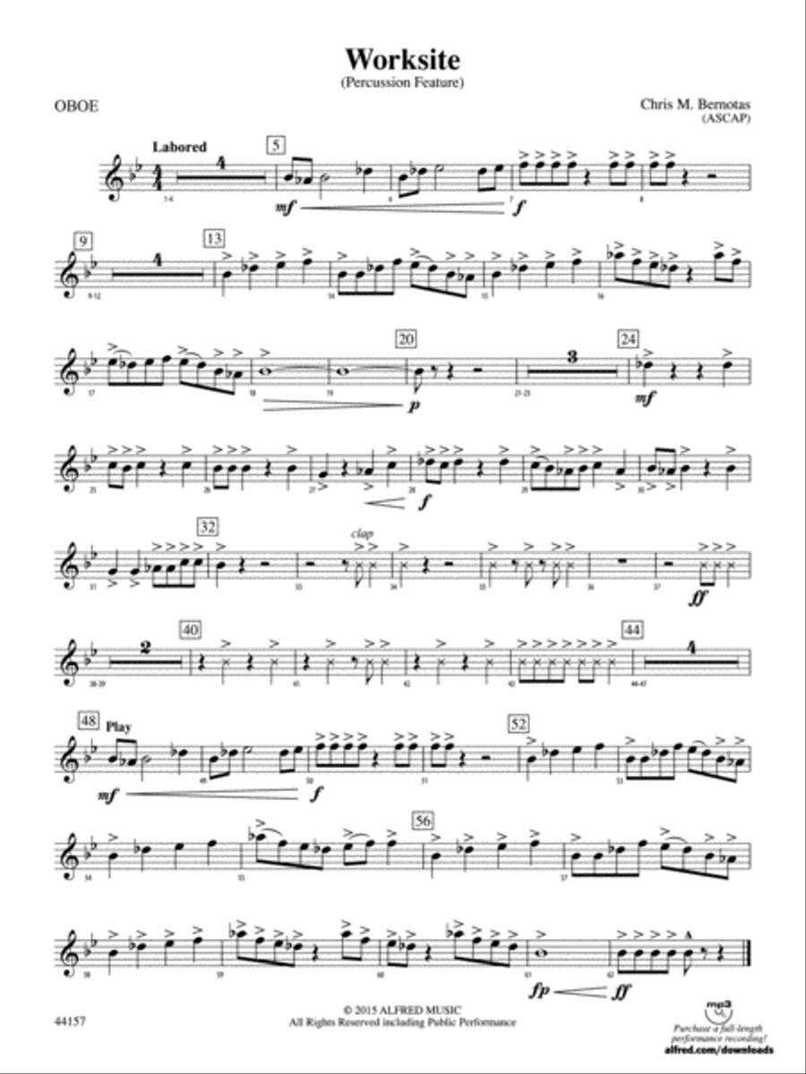 Worksite: Oboe Concert Band scores gallery preview page 1