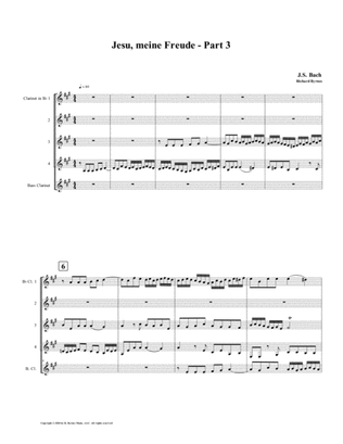 Jesu, meine Freude - Part 3, by J.S. Bach for Clarinet Quintet