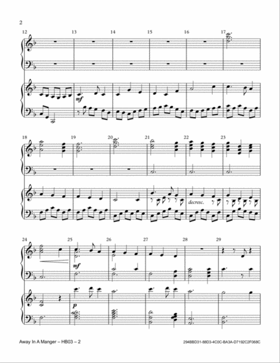 Away In A Manger Handbell Choir scores gallery preview page 2