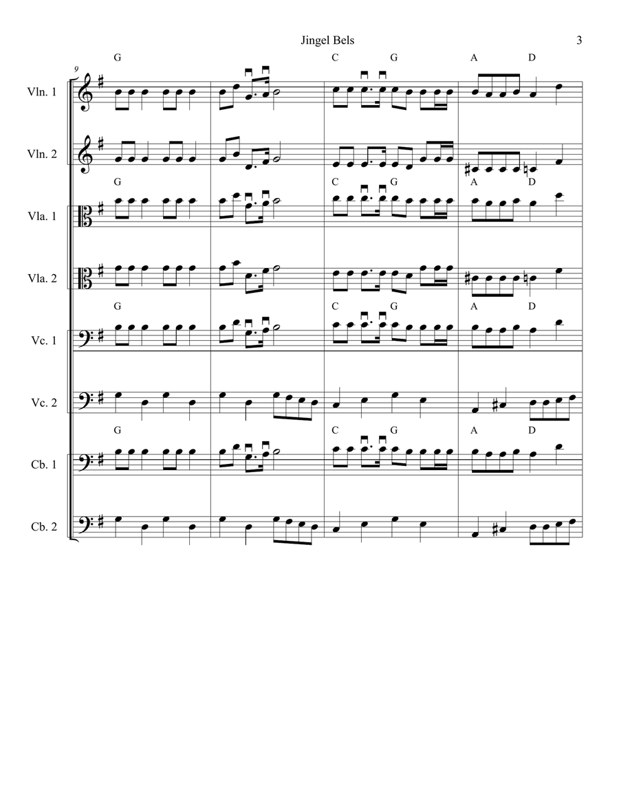 Jingle Bells for Strings String Orchestra scores gallery preview page 3
