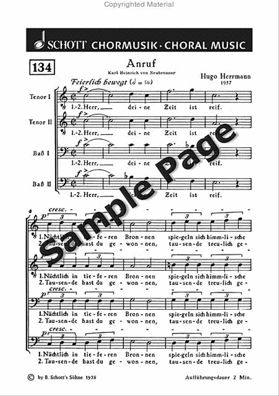 Herrmann H Anruf Men's Choir scores gallery preview page 2