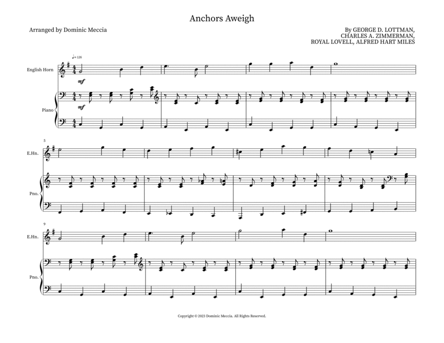 Anchors Aweigh English Horn scores gallery preview page 1