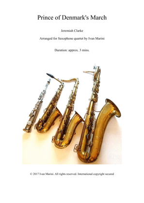 TRUMPET VOLUNTARY (The Prince of Denmark's March) - for Saxophone Quartet