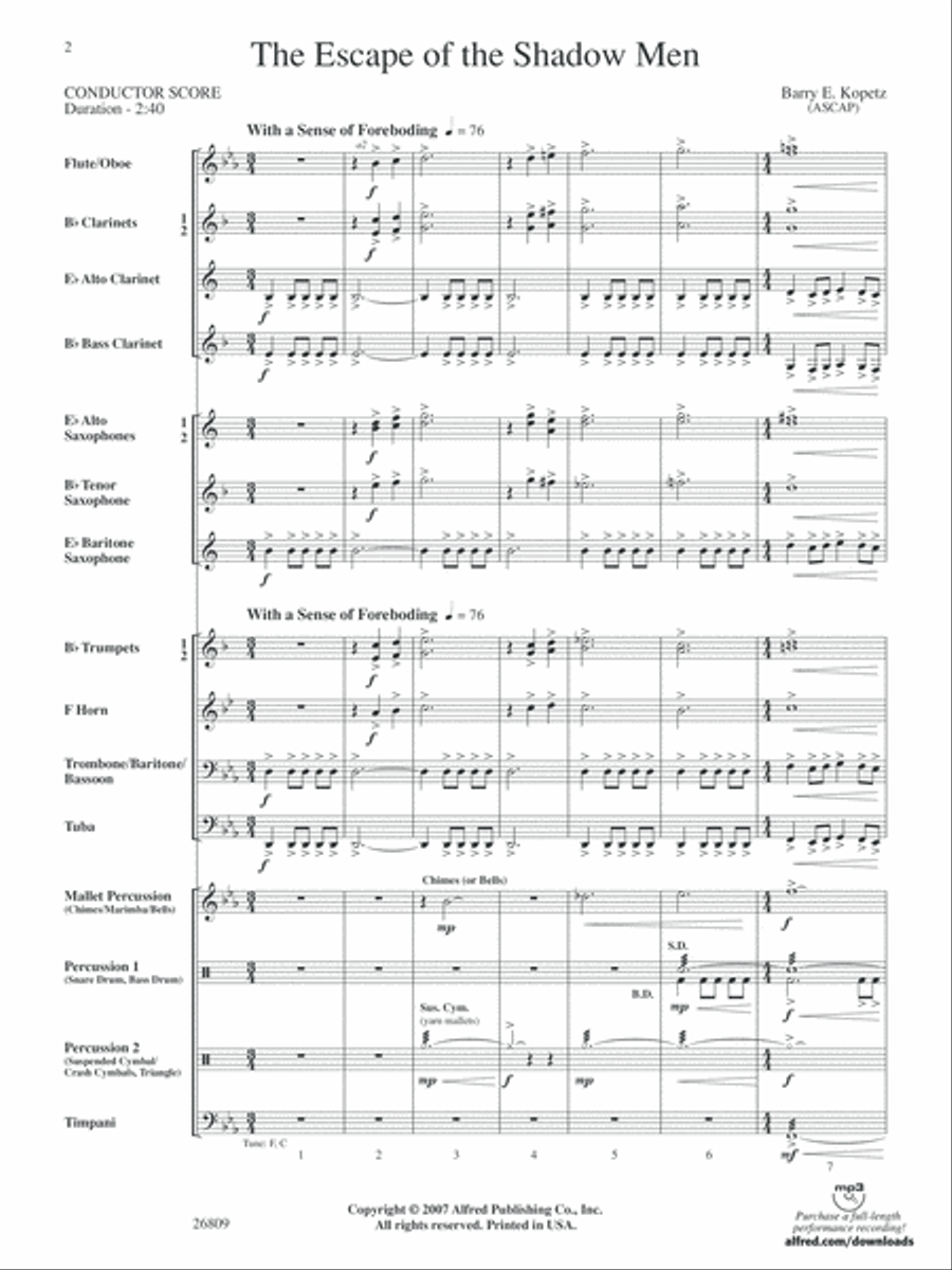 The Escape of the Shadow Men: Score Concert Band scores gallery preview page 2