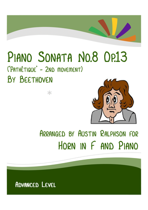 Sonata No.8 "Pathetique", 2nd movement (Beethoven) - horn in F and piano with FREE BACKING TRACK