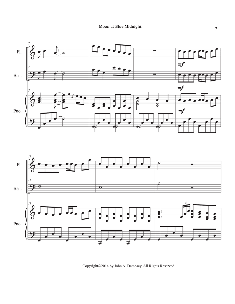 Moon at Blue Midnight (Trio for Flute, Bassoon and Piano) Small Ensemble scores gallery preview page 6