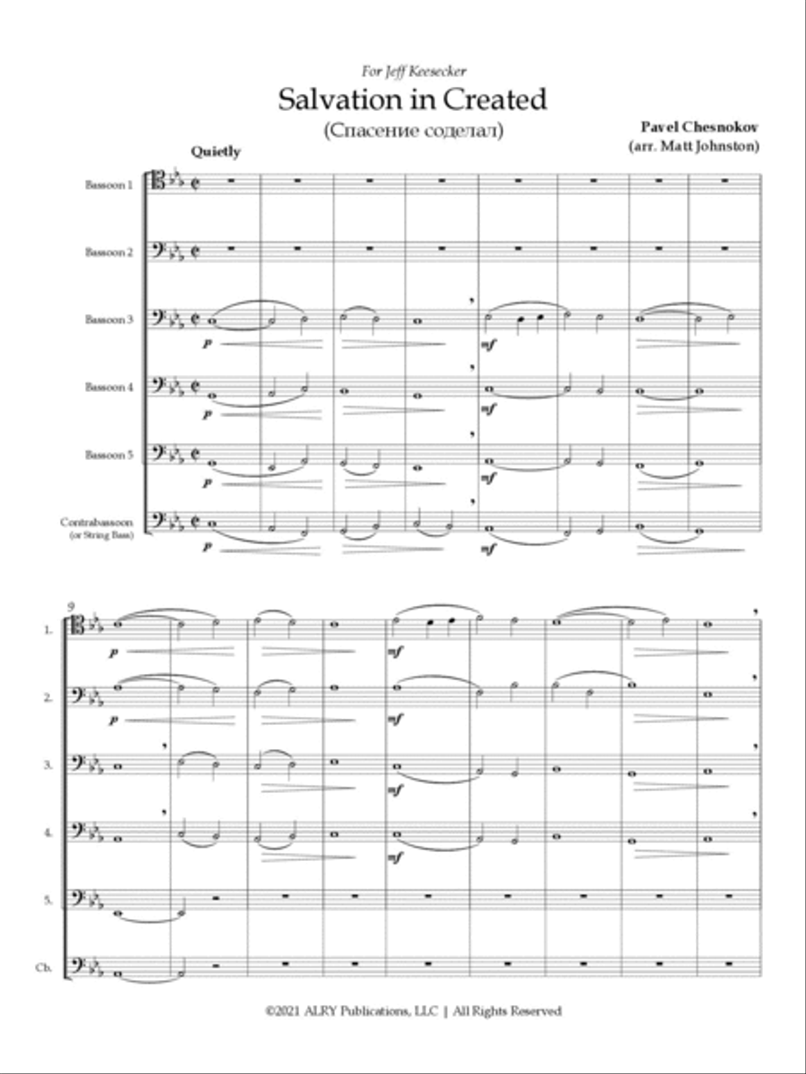 Salvation is Created for 5 Bassoons and Contrabassoon School and Community scores gallery preview page 2