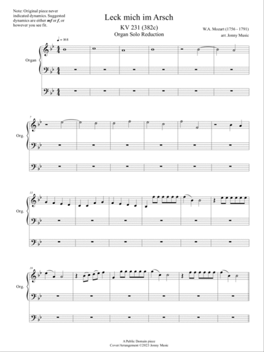 Leck Mich Im Arsch Organ Solo scores gallery preview page 2