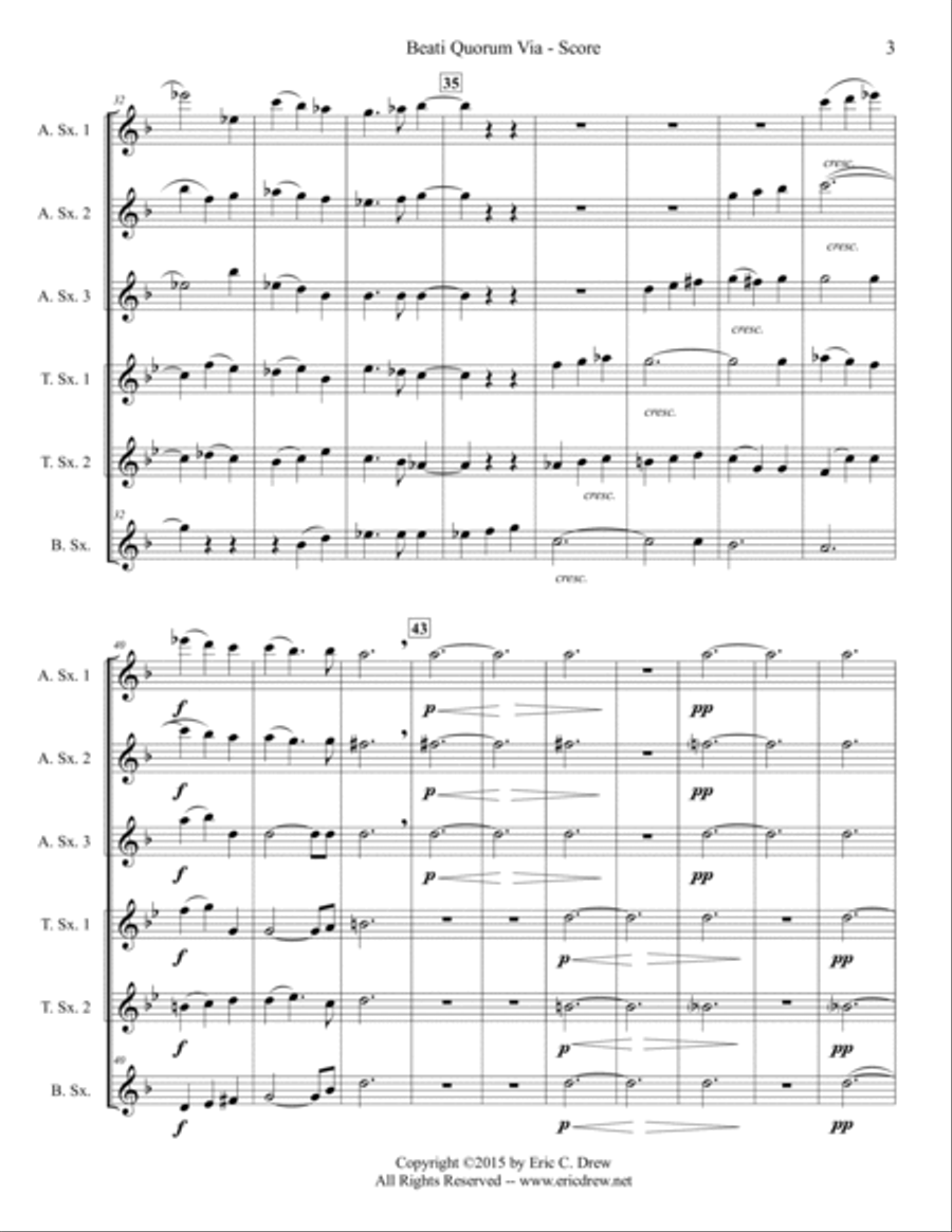 Beati Quorum Via (for Saxophone Choir) Woodwind Ensemble scores gallery preview page 3