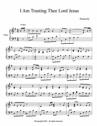 PIANO - I Am Trusting Thee Lord Jesus (Piano Hymns Sheet Music PDF)