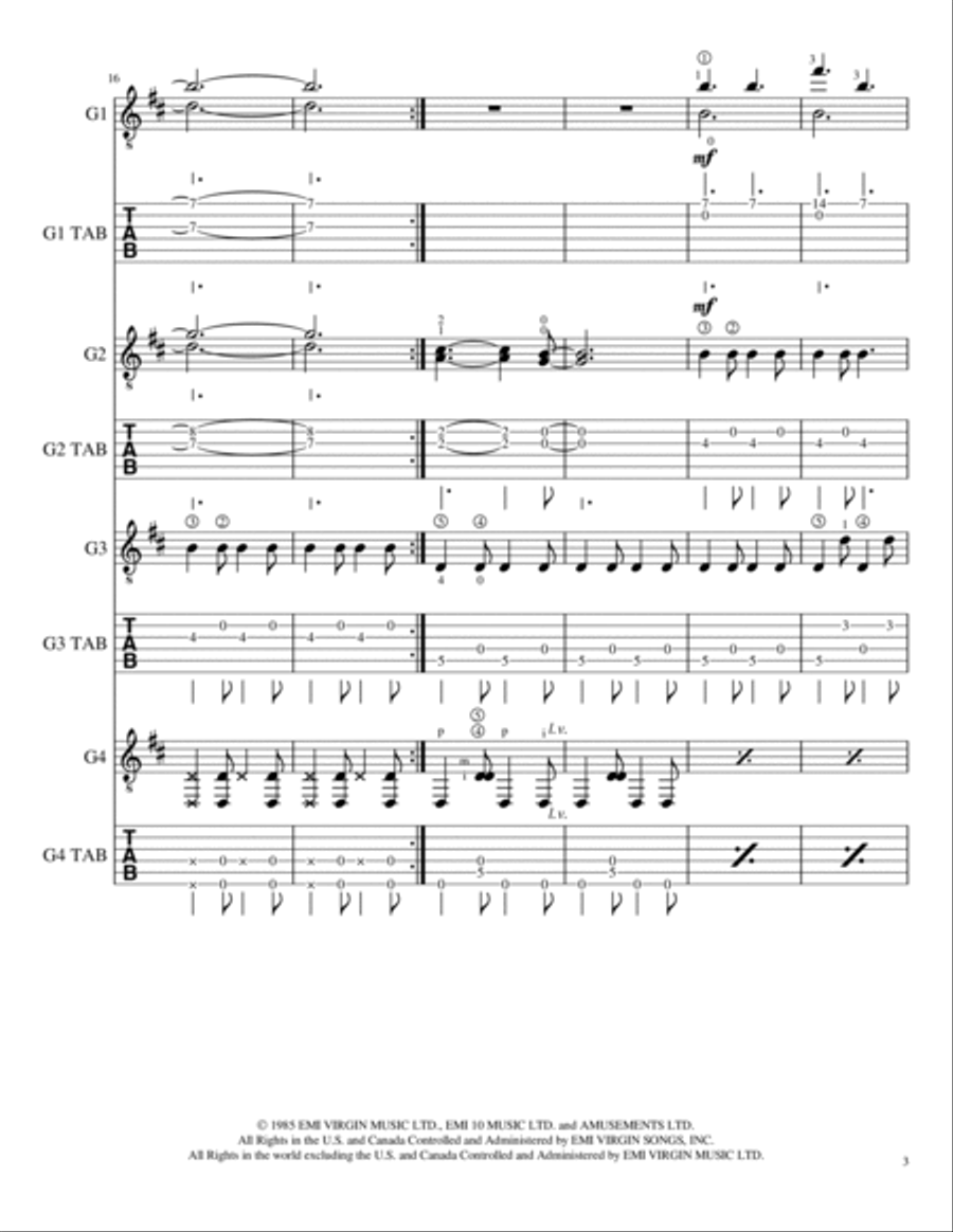 Everybody Wants To Rule The World Guitar Ensemble scores gallery preview page 4