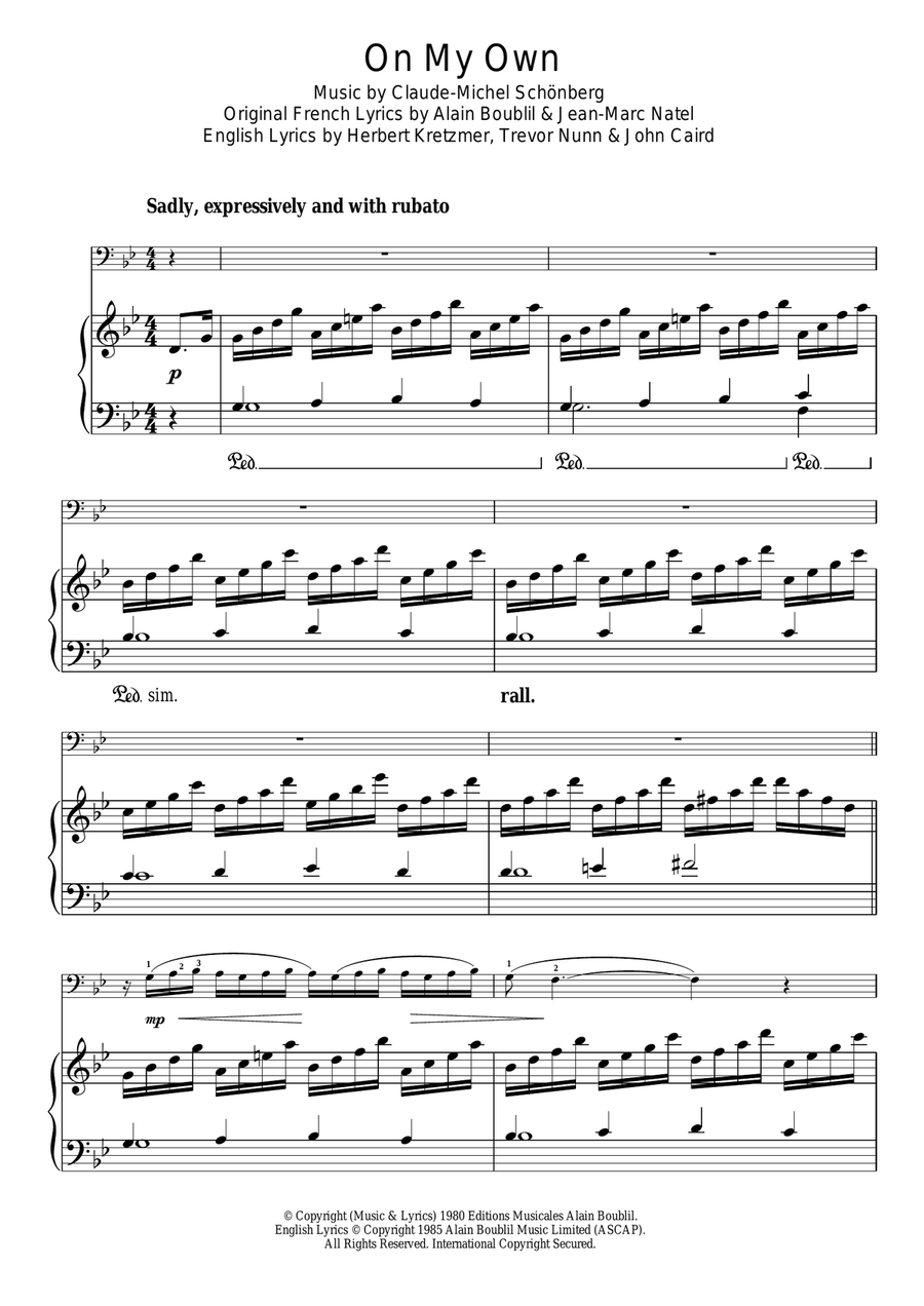 On My Own (from Les Miserables) Cello Solo scores gallery preview page 1
