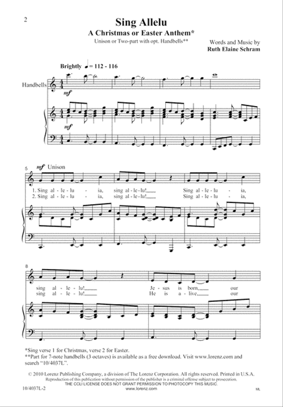 Sing Allelu Sing Allelu Unison Choir scores gallery preview page 2