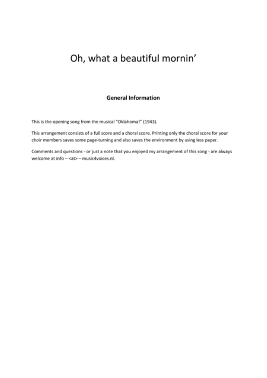 Oh, What A Beautiful Mornin' TTBB scores gallery preview page 2