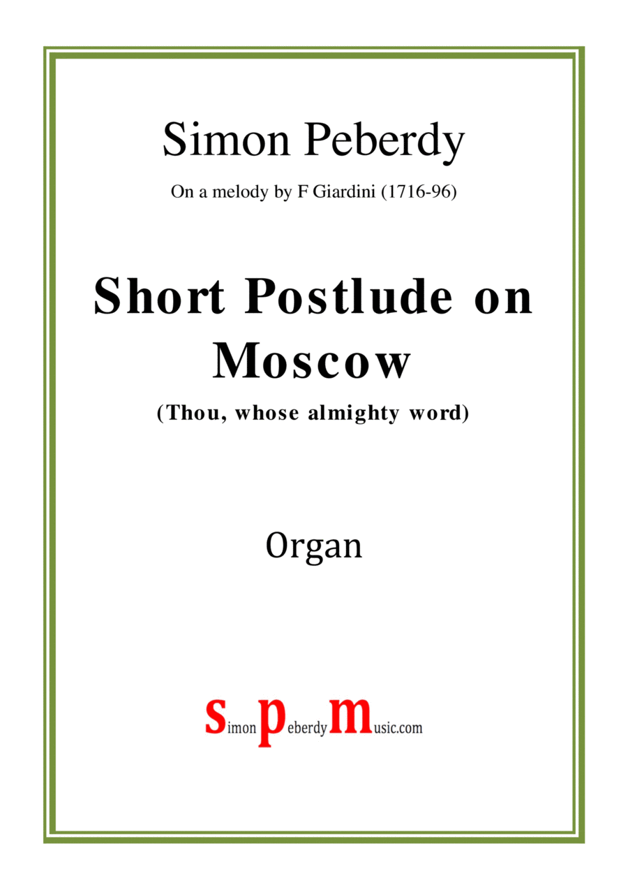 Short Postlude on Moscow (Thou, whose almighty word) Organ Solo scores gallery preview page 1