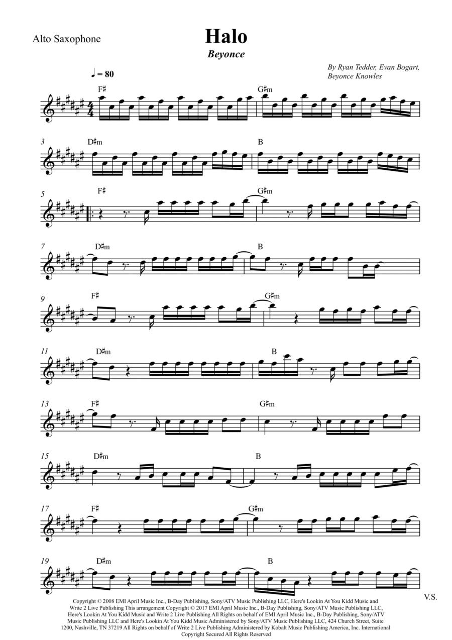 Halo Alto Saxophone scores gallery preview page 1