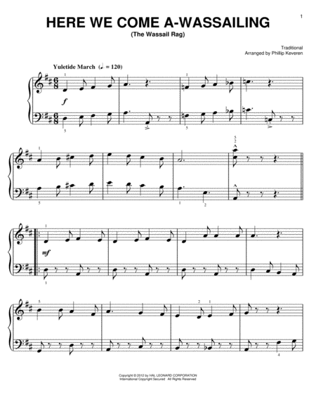 Here We Come A-Wassailing [Ragtime version] (arr. Phillip Keveren)