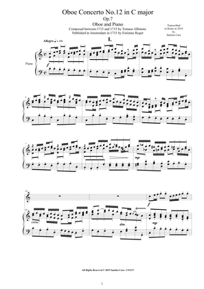 Albinoni - Oboe Concerto No.12 in C major Op.7 for Oboe and Piano