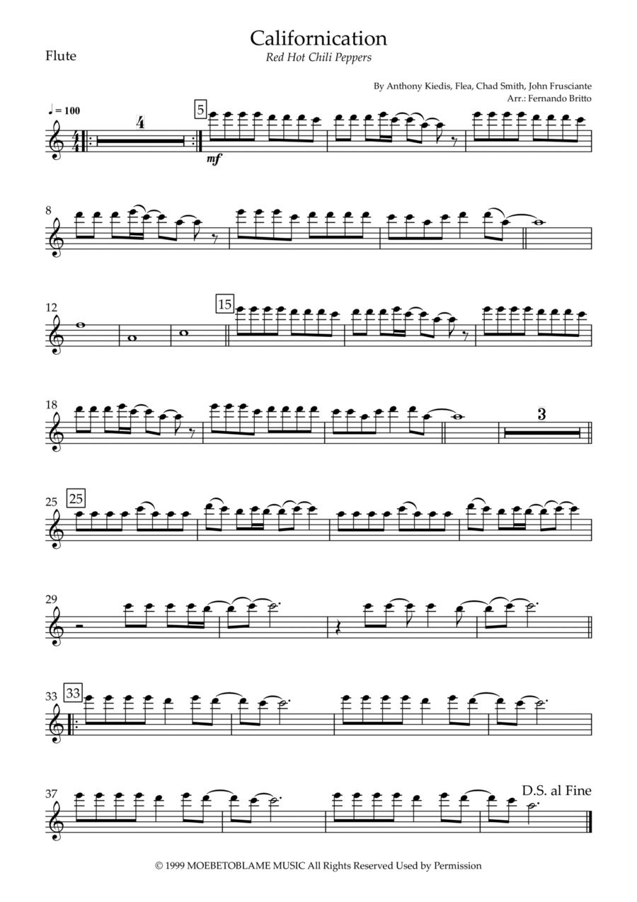 Californication Flute Solo scores gallery preview page 1