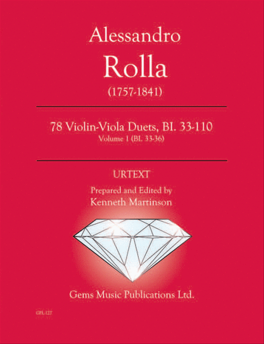 Book cover for 78 Violin-Viola Duets, BI. 33-110 Volume 1 (BI. 33-36)