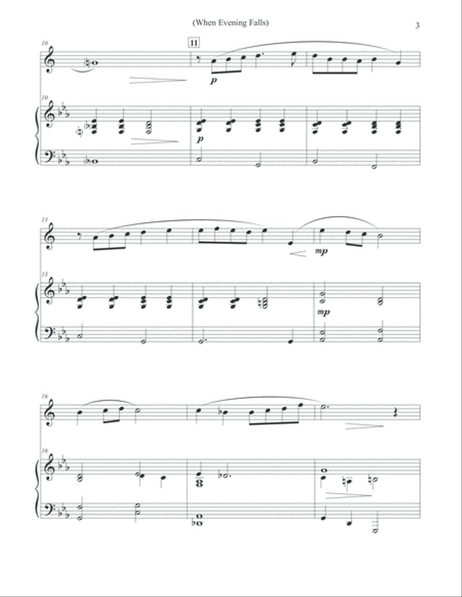 When Evening Falls - Alto Sax & Piano Alto Saxophone scores gallery preview page 3