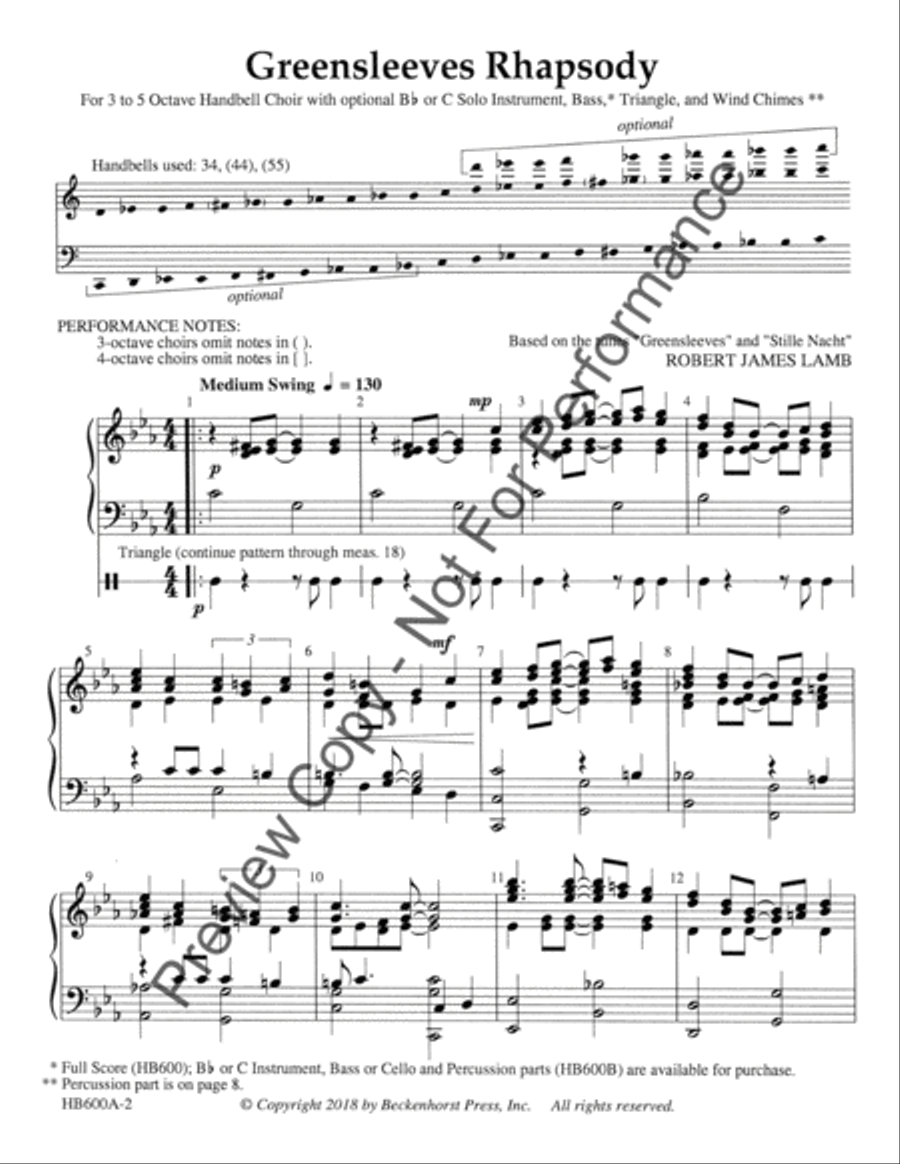 Greensleeves Rhapsody - handbell part 5-Octaves scores gallery preview page 3
