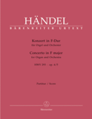 Book cover for Concerto for Organ and Orchestra F major, Op. 4/5 HWV 293