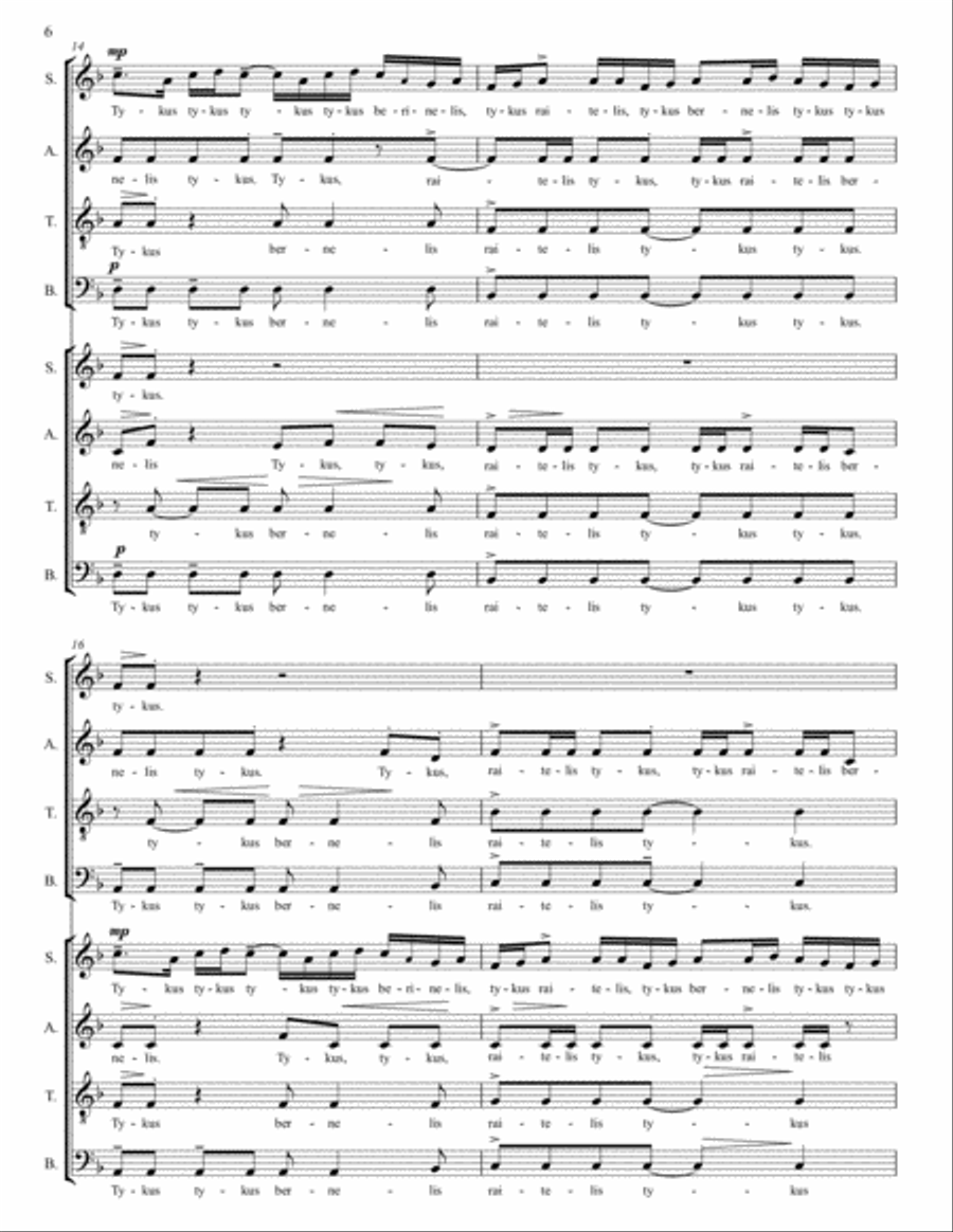 Tykus, Tykus 4-Part scores gallery preview page 14